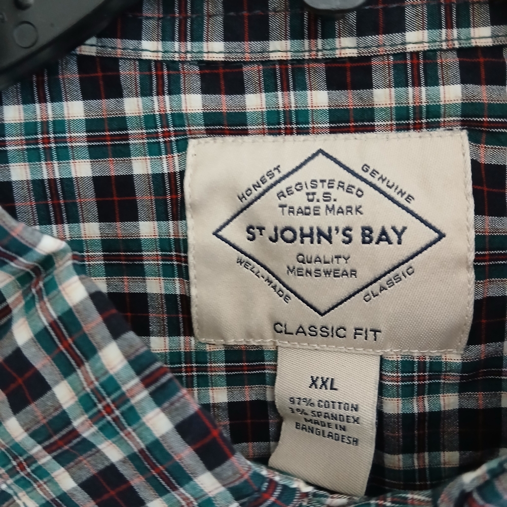 St. John's Bay Red and Black Plaid Button Down Shirt Size XXL New $20 - Picture 7 of 12